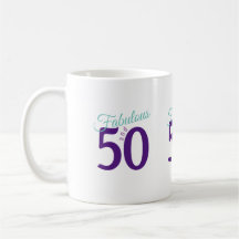 Fabulous Purple Teal Simple Modern 50th Birthday