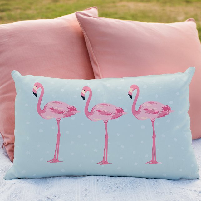 Fabulous Quirky Retro Pink Flamingos Lumbar Cushion (Be a Flamingo in a flock of pigeons... )
