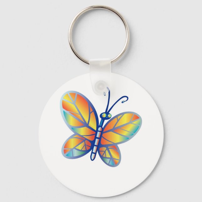 Fabulous Rainbow Butterfly Key Ring (Front)