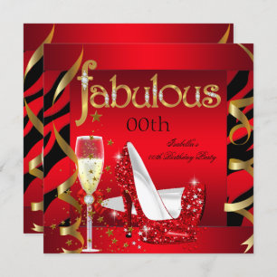 Fabulous Red Champagne Party Black Zebra Invitation