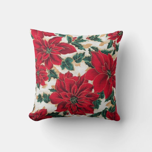 Fabulous Red Poinsettias Throw pillow (Front)