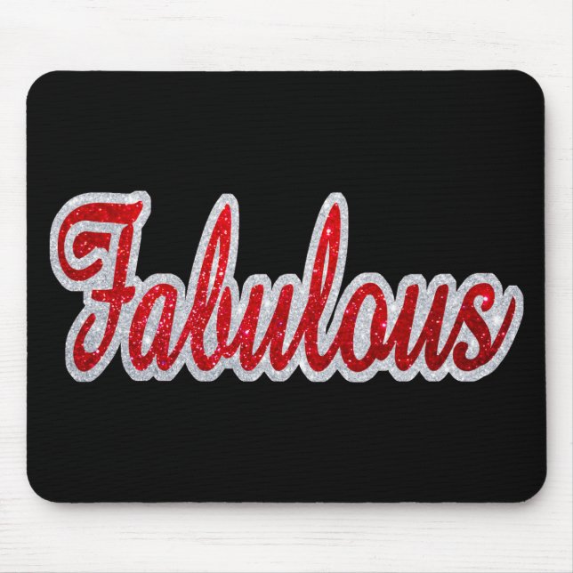 Fabulous - Red & Silver Glitter Mouse Pad (Front)