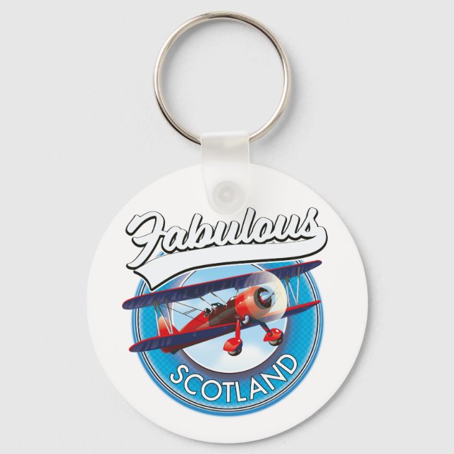 Fabulous Scotland retro style travel patch Key Ring (Front)