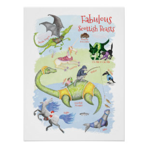 Fabulous Scottish Beasts kids' room glossy poster