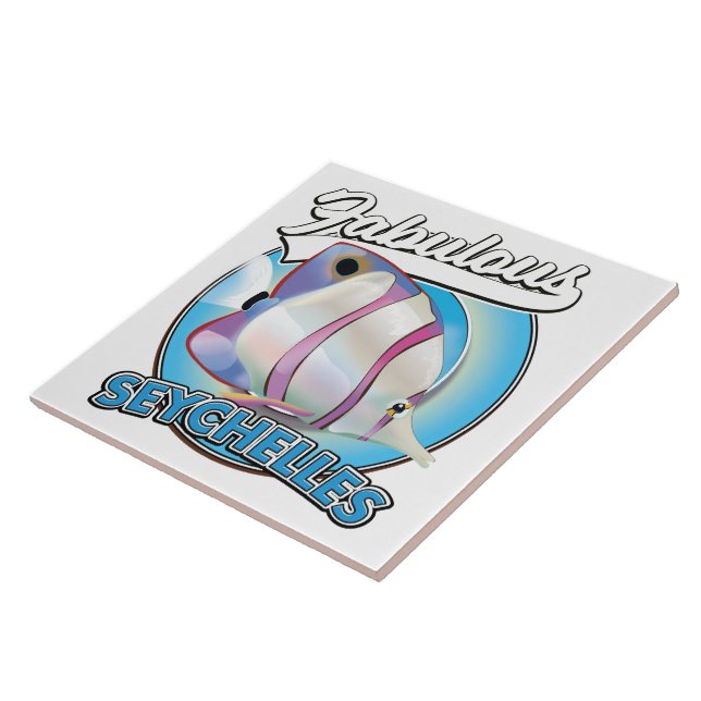Fabulous Seychelles retro logo Ceramic Tile (Side)