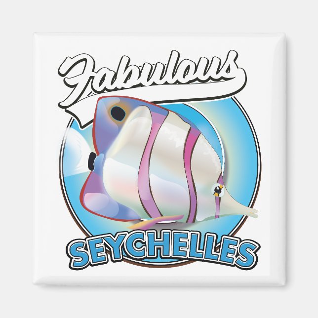 Fabulous Seychelles retro logo Magnet (Front)