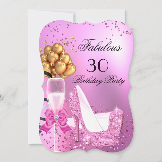Fabulous Shimmer Light Pink High Heels Birthday 2 Invitation (Front)