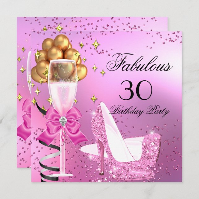 Fabulous Shimmer Light Pink High Heels Birthday Invitation (Front/Back)