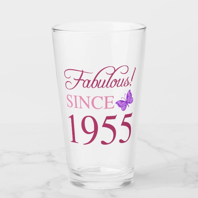 Fabulous Since 1955 70th Birthday Glass (Front)