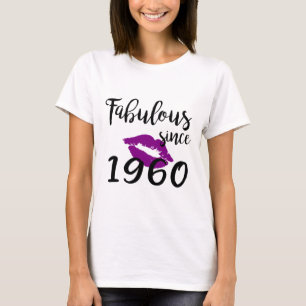 Fabulous Since 1960 Glam Kiss Birthday Women Lips T-Shirt