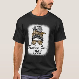Fabulous Since 1962 Leopard Messy Bun Mum Life 62n T-Shirt