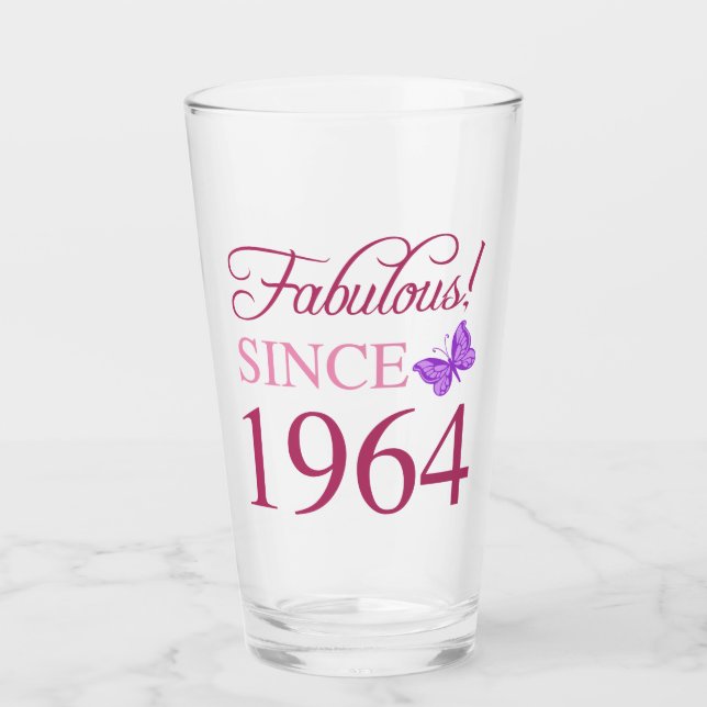 Fabulous Since 1964 60th Birthday Glass (Front)