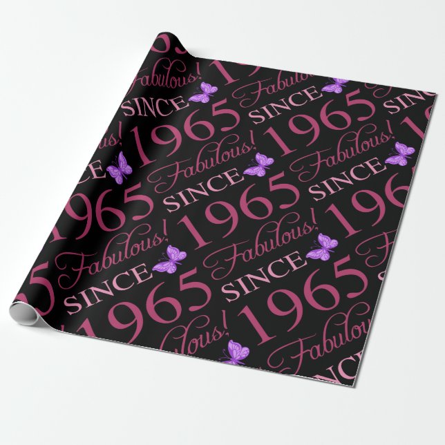 Fabulous Since 1965 60th Birthday Wrapping Paper (Unrolled)
