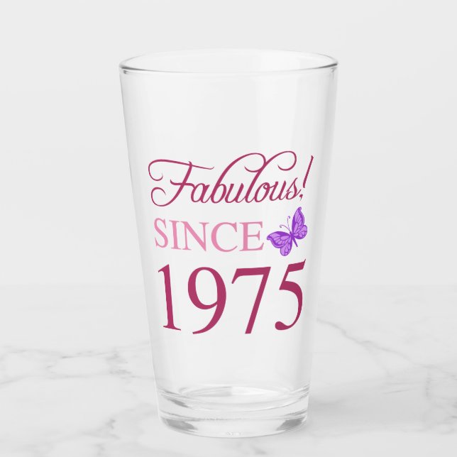 Fabulous Since 1975 50th Birthday Glass (Front)