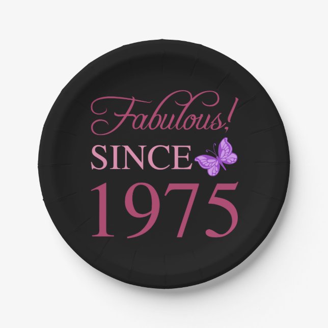 Fabulous Since 1975 50th Birthday Paper Plate (Front)