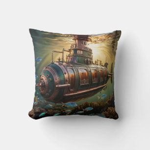 Fabulous Steampunk Submariner Vessel Cushion