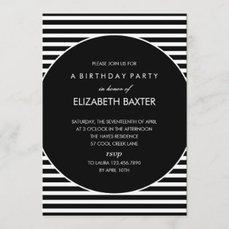 Fabulous Stripes General Party Invitation (Black)