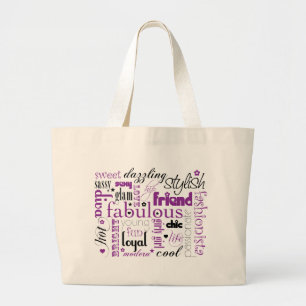 Fabulous Synonym Black Purple Large Tote Bag