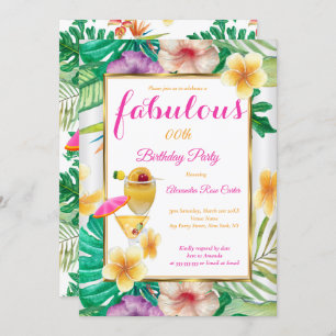 Fabulous Tropical Cocktail Floral Party Invitation