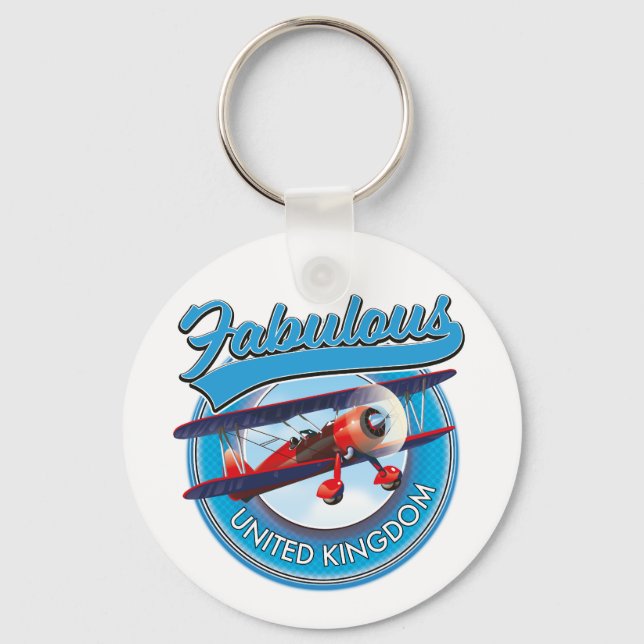 Fabulous United Kingdom travel patch. Car Magnet Key Ring (Front)