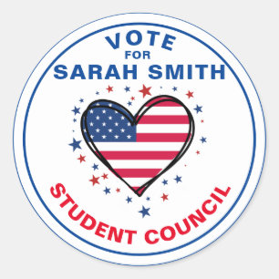 Fabulous Vote for Class President: HEART Classic Round Sticker