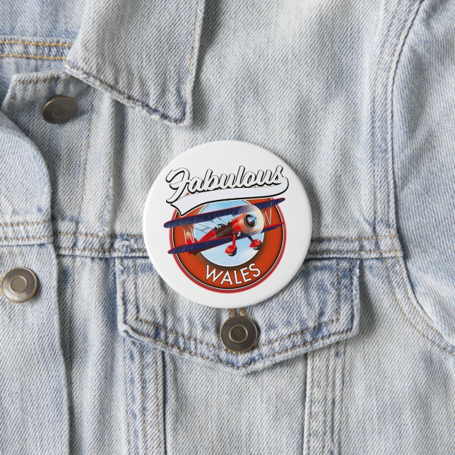 Fabulous Wales  retro style travel patch 7.5 Cm Round Badge (In Situ)