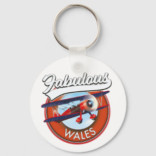 Fabulous Wales  retro style travel patch Key Ring