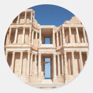 Facade And Stage Of Roman Amphitheatre Classic Round Sticker