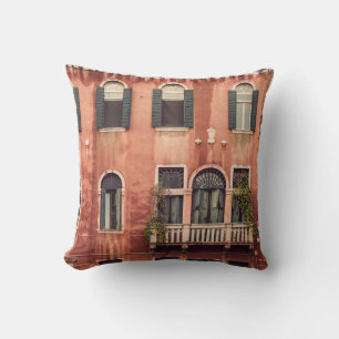 Facade of a typical old house in Venice, Italy, Cushion