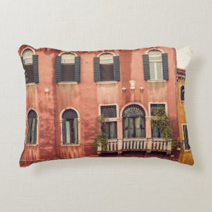 Facade of a typical old house in Venice, Italy, Decorative Cushion
