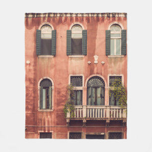 Facade of a typical old house in Venice,  Italy,   Fleece Blanket