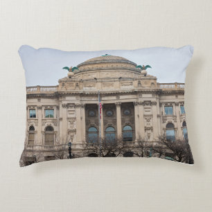 facade of landmark milwaukee public library  decorative cushion