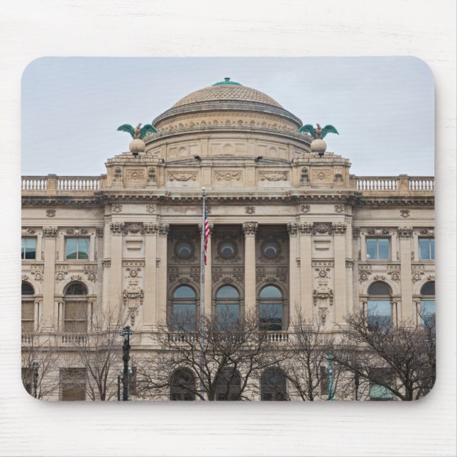 facade of landmark milwaukee public library  mouse pad (Front)