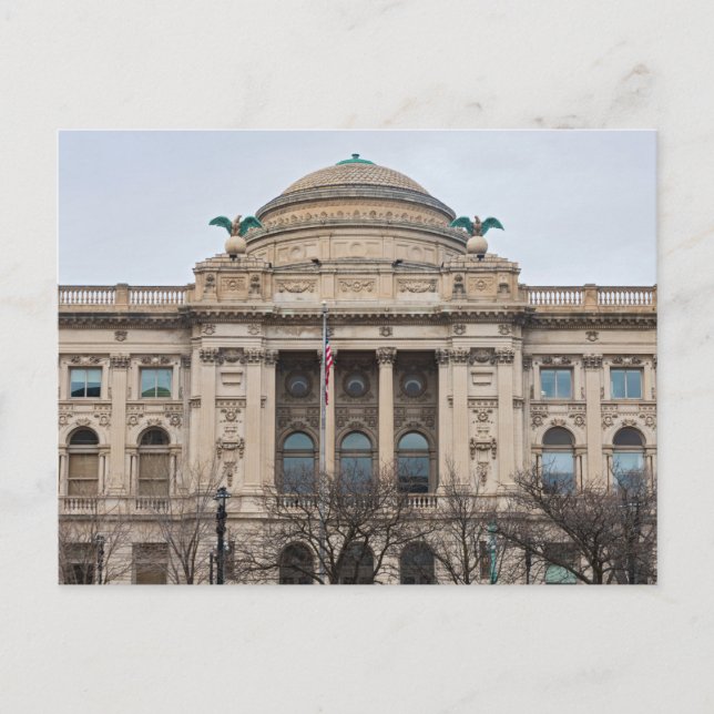 facade of landmark milwaukee public library  postc postcard (Front)