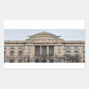 facade of landmark milwaukee public library rectangular sticker