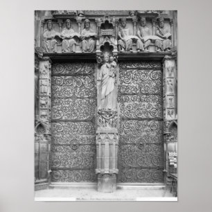 Facade of Notre-Dame, left portal, Paris Poster