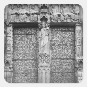 Facade of Notre-Dame, left portal, Paris Square Sticker