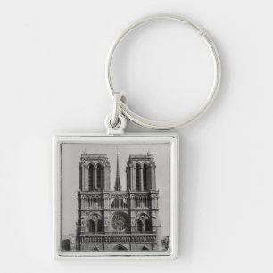 Facade of Notre-Dame, Paris, late 19th century Key Ring