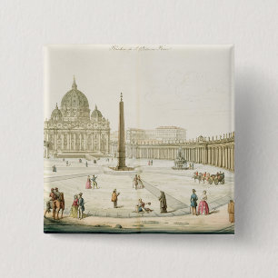 Facade of St. Peter's in Rome with the Piazza in f 15 Cm Square Badge