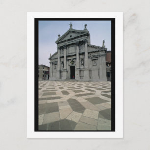 Facade of the church, built 1564-80, facade done i postcard