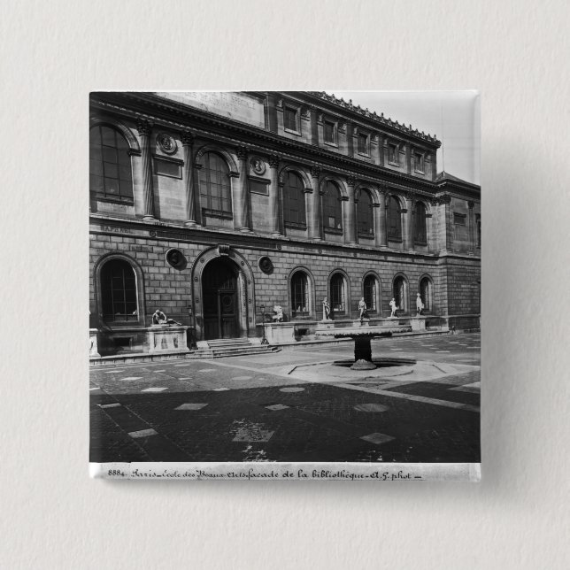 Facade of the library 15 cm square badge (Front)