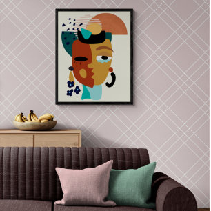 Face 2 Face Boho Abstract Poster