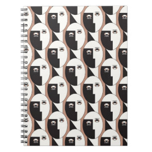 Face and eyes geometric seamless pattern notebook