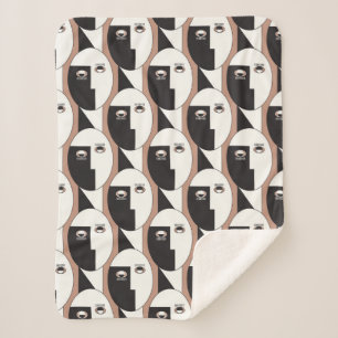 Face and eyes geometric seamless pattern sherpa blanket