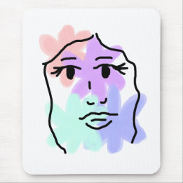 Face and flowers abstract (pale colors) mouse pad