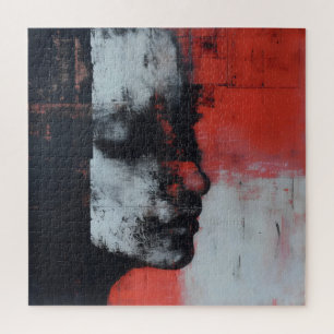 Face and Red Abstract Art Jigsaw Puzzle