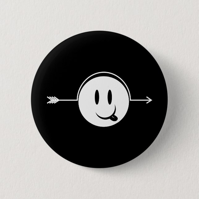 Face ~ Arrow Through Head Gag 6 Cm Round Badge (Front)