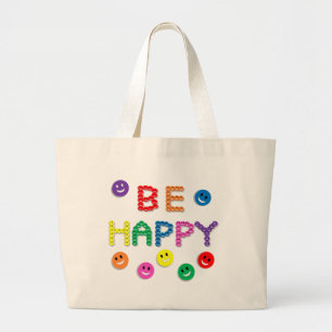 Face Be Happy Large Tote Bag