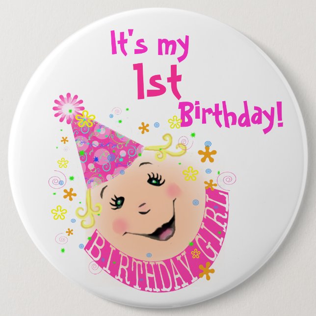 Face Birthday Girl Button (Front)