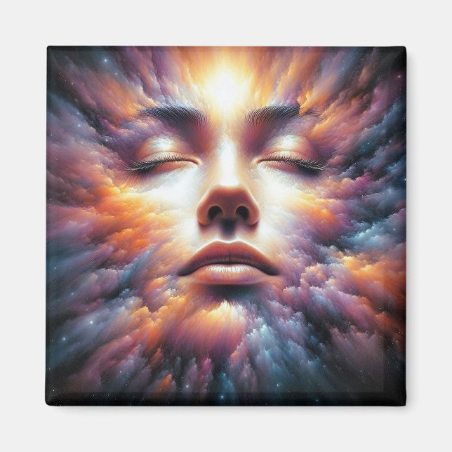 Face Blended with Colourful Clouds Magnet (Front)